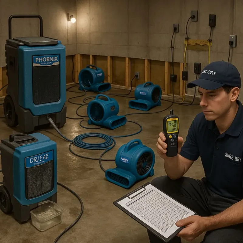 Structural Drying and Dehumidification process in Riverdale Park, CA